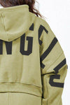 American Bazi Letter Graphic Long Sleeve Drawstring Cropped Hoodie