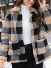 Beautiful Red Women Drop Shoulder Fuzzy Button-Up Jacket Soft And Comfortable Casual Fit Jacket