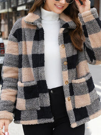 Beautiful Red Women Drop Shoulder Fuzzy Button-Up Jacket Soft And Comfortable Casual Fit Jacket