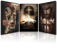 3Pcs Jesus Wall Art Jesus Lion Posters Pictures Christian Paintings Cross Bible Art Canvas Prints Cross And Peace Dove Decor Redemption And God Series for Room Religious Churches Wall Decor Unframed