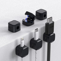 6 Pack Magnetic Cable Clips Cord Holder Under Desk Cable Management AORUICN Adhesive Wire Holder Keeper Organizer for Home Office Desk Phone Car Wall Desktop Nightstand