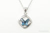 Blue Crystal Cubic Zirconia Butterfly Sterling Silver Necklace