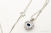 Blue Lab Sapphire Cubic Zirconia Heart Sterling Silver Necklace