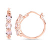 1.63 Carat Genuine Morganite and White Diamond .925 Sterling Silver Earrings