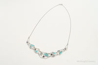 Amethyst Blue Topaz Turquoise Modernist Sterling Silver Necklace