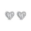 14K Yellow Gold Plated .925 Sterling Silver 1/2 Cttw Round and Baguette Diamond Composite Heart Shaped Stud Earring (I-J Color, SI2-I1 Clarity)