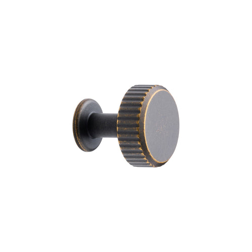 Dark Rubbed Bronze "Villa" Cabinet Knobs and Pulls | Fluted Cabinet Hardware Euro • Knobs