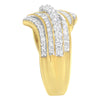 10K Yellow Gold 1.0 Cttw Baguette and Round Diamond Multi-Row Wave Bypass Ring (I-J Color, I1-I2 Clarity) - Ring Size 7