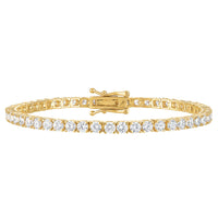 KISPER 24K White Gold Plated Tennis Bracelets for Women 3mm 4mm Cubic Zirconia Simulated Diamond Classic Tennis Bracelet Sizes 6.5-7.5 Inch (3mm Yellow Gold 6.5 inches)