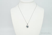 Blue Crystal Cubic Zirconia Butterfly Sterling Silver Necklace