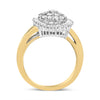 14K Yellow and White Gold 1.00 Cttw Round and Baguette-Cut Diamond Ballerina Cocktail Ring (H-I Color, SI2-I1 Clarity)