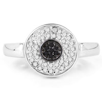 0.20 Carat Genuine Black Diamond and White Diamond .925 Sterling Silver Ring
