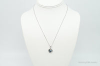 Blue Crystal Cubic Zirconia Butterfly Sterling Silver Necklace