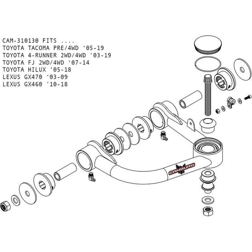 Camburg Toyota Tacoma Pre/4WD 05-23 / 4-Runner 03-23 / FJ 07-14 1.25in Uniball Upper Arms w/ covers