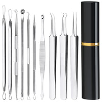 Pimple Popper Tool Kit10 Pcs Professional Blackhead Remover Comedones Extractor for Easy Removal for PimplesBlackheadsZit Removing Facial and Nose Acne Removal Kit with Metal Box (Silver)