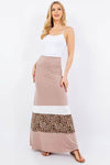 Celeste Full Size Leopard Color Block Tube Maxi Dress Plus Size