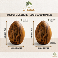 2-Pack Mediterranean Olive Wood Salt & Pepper Egg-Shaped Shakers