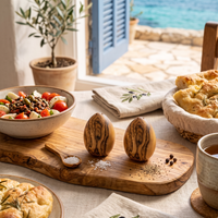 2-Pack Mediterranean Olive Wood Salt & Pepper Egg-Shaped Shakers