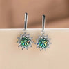 1CT Moissanite Drop Earrings 925 Sterling Silver Colorful Green Blue Pink