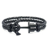 Elegant Modern Handmade Stainless Steel Men Anchor Bracelet made of Nylon in Navy Blue Color For Man