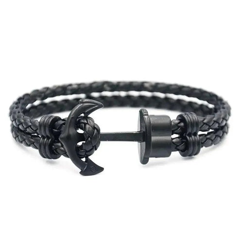 Elegant Modern Handmade Stainless Steel Men Anchor Bracelet made of Nylon in Navy Blue Color For Man