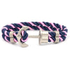 Elegant Modern Handmade Stainless Steel Men Anchor Bracelet made of Nylon in Navy Blue Color For Man