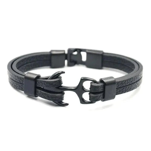 Elegant Modern Handmade Stainless Steel Men Anchor Bracelet made of Nylon in Navy Blue Color For Man