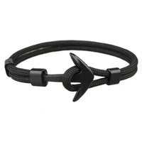 Elegant Modern Handmade Stainless Steel Men Anchor Bracelet made of Nylon in Navy Blue Color For Man