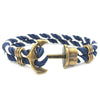 Elegant Modern Handmade Stainless Steel Men Anchor Bracelet made of Nylon in Navy Blue Color For Man