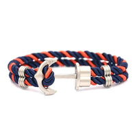 Elegant Modern Handmade Stainless Steel Men Anchor Bracelet made of Nylon in Navy Blue Color For Man