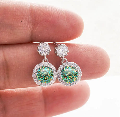 1CT 2Pcs D-Color Moissanite Drop Earrings 925 Sterling Silver With Certificate