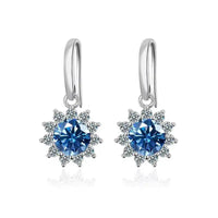1CT Moissanite Drop Earrings 925 Sterling Silver Colorful Green Blue Pink