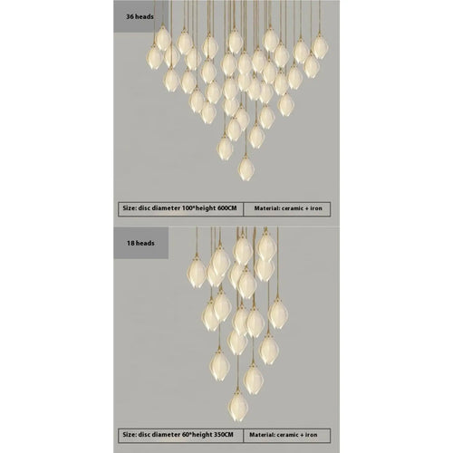 Elegant Petal Chandelier with Ceramic Finish for Modern Interiors