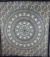 Elephant Mandala Checkerboard Wall Tapestry Black White