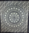 Elephant Mandala Checkerboard Wall Tapestry Black White