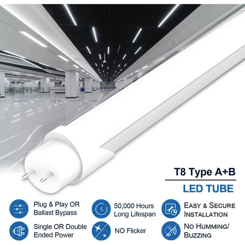 Energy-Efficient LED Light Tubes - 5000K Daylight Brightness