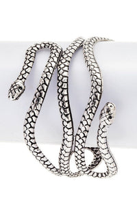 Engraved Snake Cuff Bangle Sterling Look Adjustable