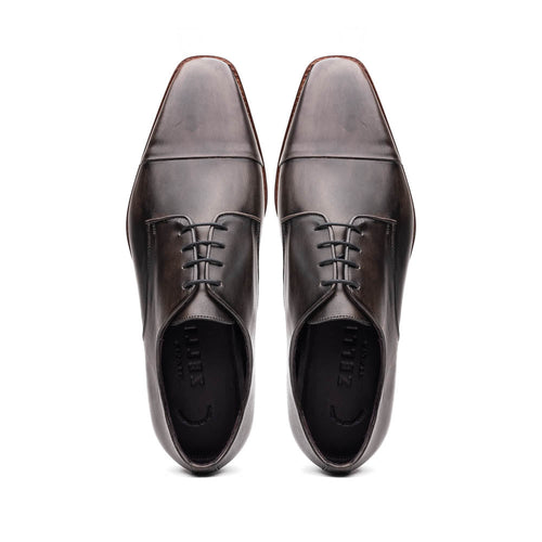 25-550-GRY ENZO Italian Calfskin Cap Toe Burnished Black
