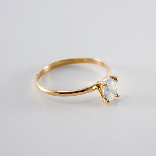 Ethiopian Opal 14K Gold Filled Ring Dainty Solitaire