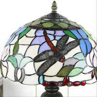 European Tiffany-Inspired Lamp with Dragonfly Design
