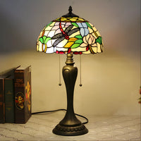 European Tiffany-Inspired Lamp with Dragonfly Design