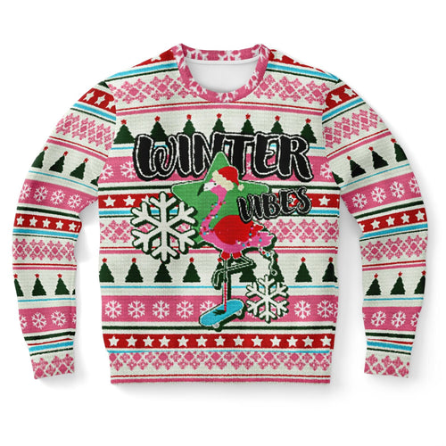 Flamingo Winter Vibes Ugly Christmas Sweatshirt