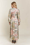 ADORA Printed V-Neck Batwing Sleeve Dress