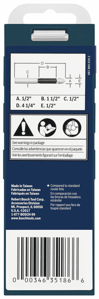 BOSCH 85601MC 1/2 In. x 1-1/2 In. Carbide-Tipped Double-Flute Template Trim Router Bit