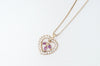 Vtg Ruby Simulated Heart Accented Rose Gold Vermeil Sterling Silver Necklace 18"