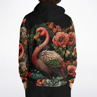 Flamingo Black Elegant Floral Hoodie