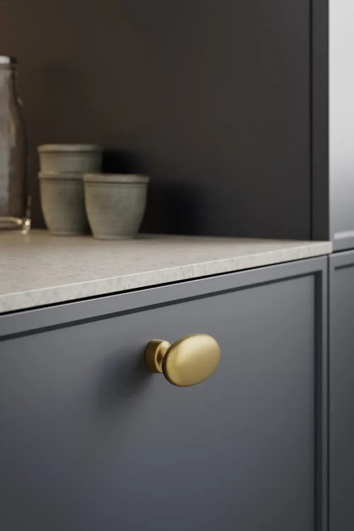 Dark Brushed Gold "Baron" Cup Pull and Knobs Euro • Knobs