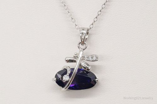 Cubic Zirconia Lab Amethyst Sterling Silver Necklace
