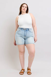 Judy Blue Full Size 2 Button Denim Shorts with Pockets Plus Size