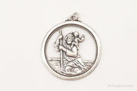 Antique Saint Christopher Protect Us Sterling Silver Pendant